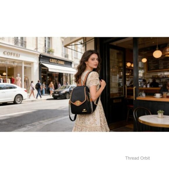 Small Vegan Leather Backpack with Hidden Zipper, Waterproof Daypack for Women